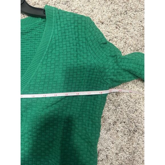 Liz Clairborne M Kelly Green Knit Cardigan Long Sleeve Sweater Button Up VNeck - Picture 4 of 6